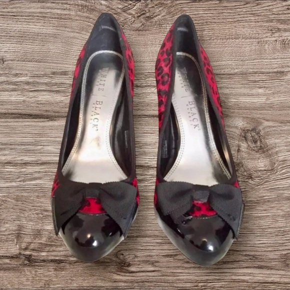 White House Black Market Red Leopard Print Heels – Size 7M - Picture 4 of 7